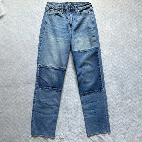 Hollister Ultra High Rise Vintage Mom Jeans Two Tone Blue Size 5 - Picture 2 of 7